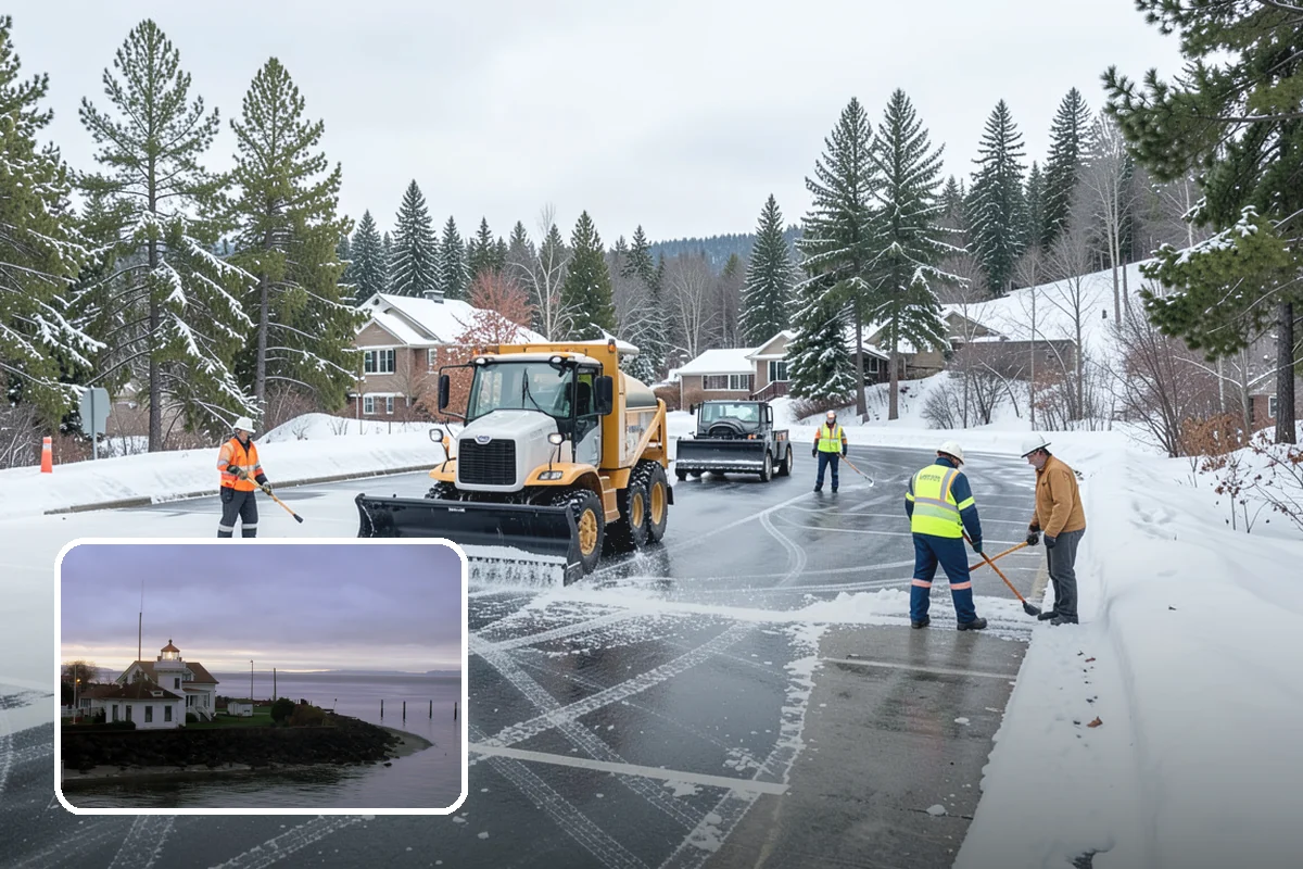 Fitness Center Snow Plowing in Mukilteo, Snohomish County, WA - Member lot cleared for early-morning and late-night hours