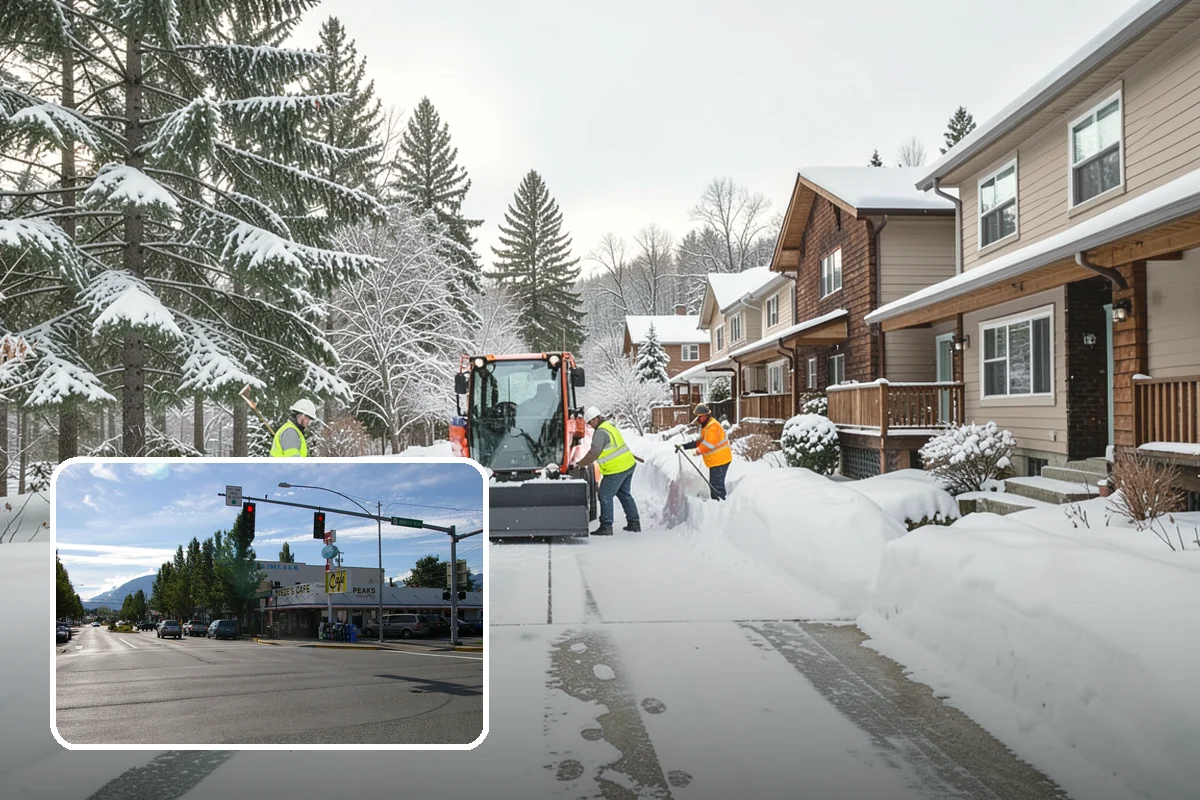 Fitness Center Snow Plowing in North Bend, King County, WA - Member lot cleared for early-morning and late-night hours