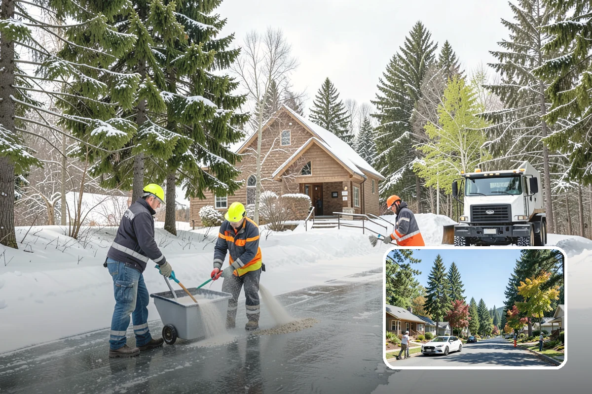 Fitness Center Snow Plowing in Orting, Pierce County, WA - Member lot cleared for early-morning and late-night hours