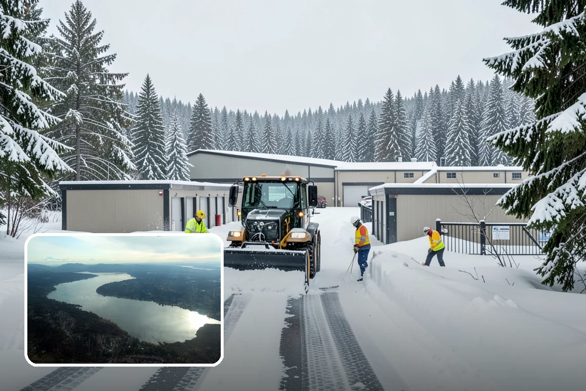 Fitness Center Snow Plowing in Sammamish, King County, WA - Member lot cleared for early-morning and late-night hours