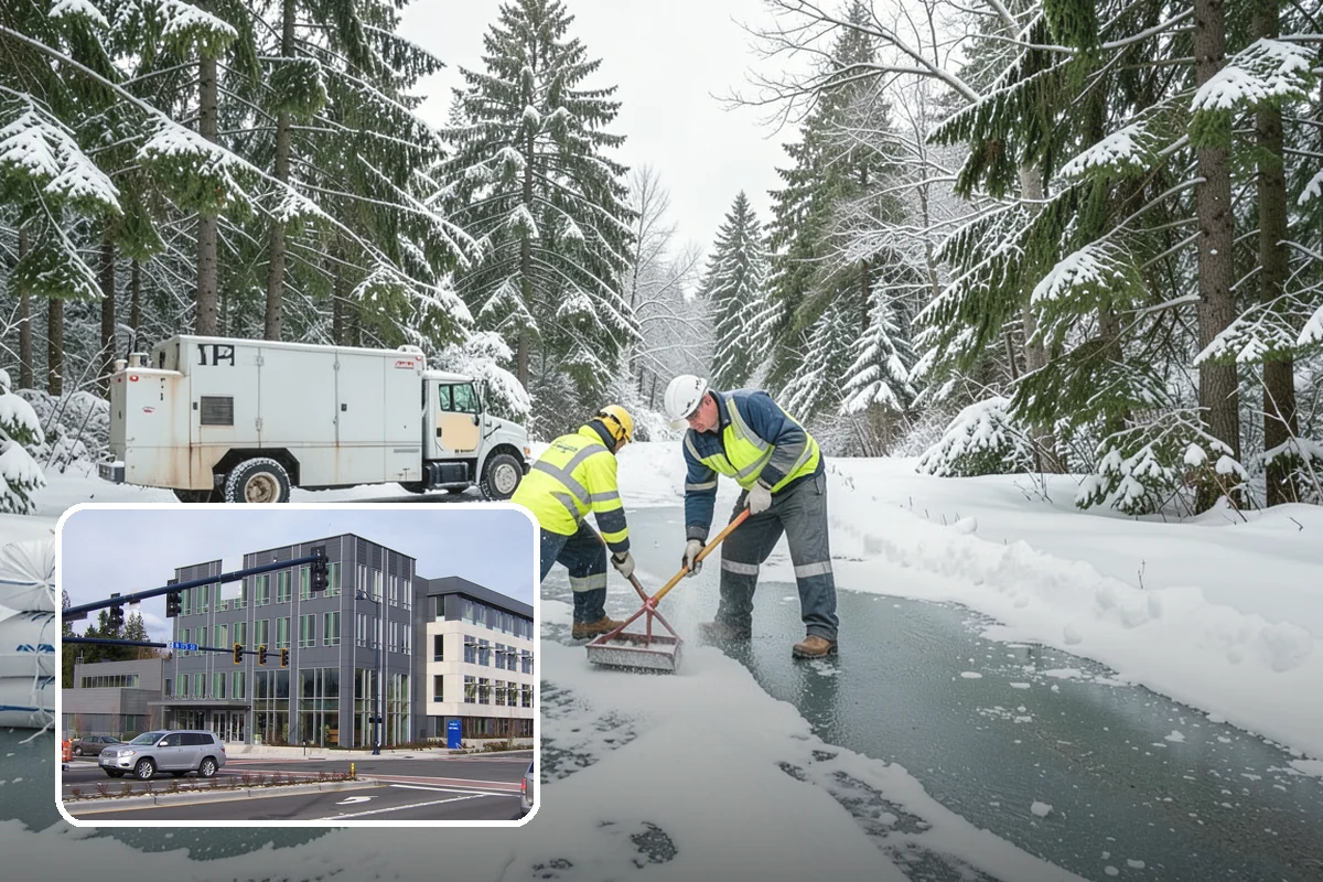 Fitness Center Snow Plowing in Shoreline, King County, WA - Member lot cleared for early-morning and late-night hours