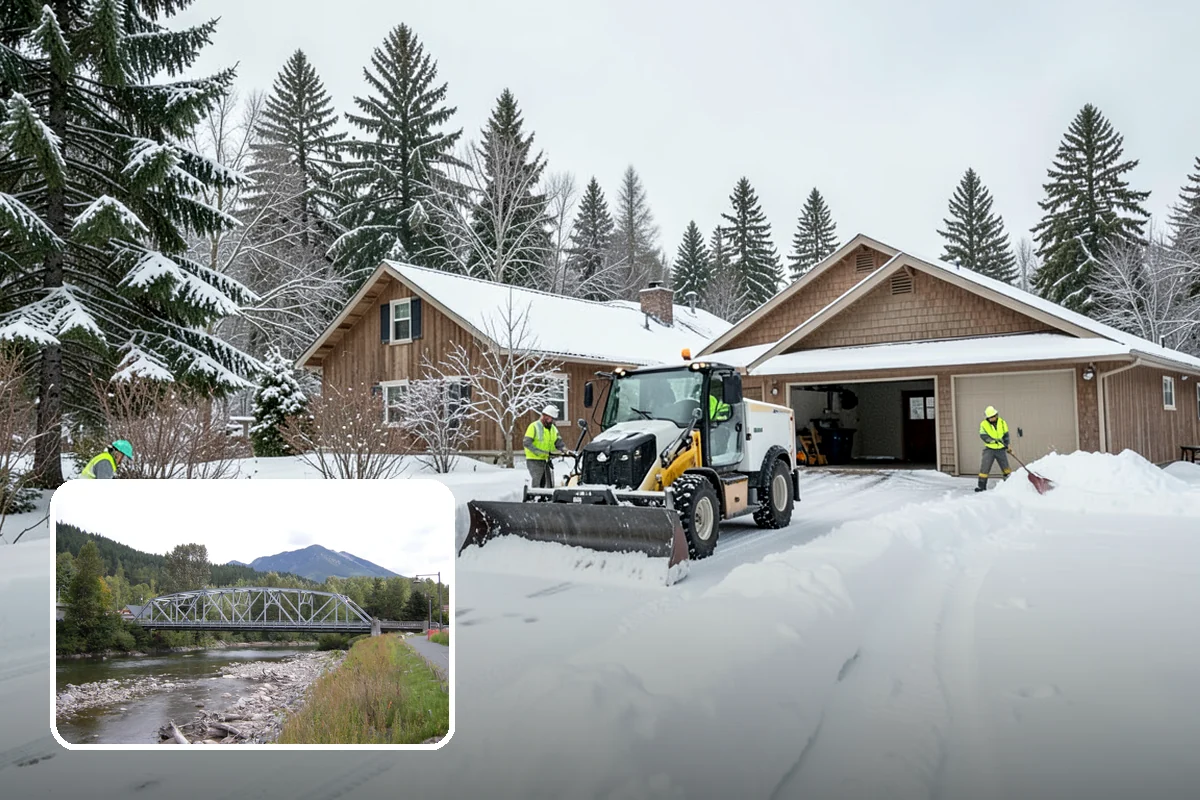 Fitness Center Snow Plowing in Skykomish, King County, WA - Member lot cleared for early-morning and late-night hours