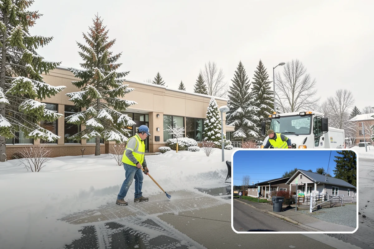 Fitness Center Snow Plowing in South Prairie, Pierce County, WA - Member lot cleared for early-morning and late-night hours