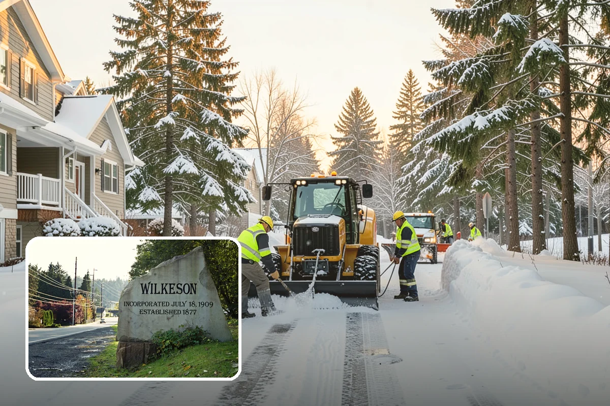 Fitness Center Snow Plowing in Wilkeson, Pierce County, WA - Member lot cleared for early-morning and late-night hours