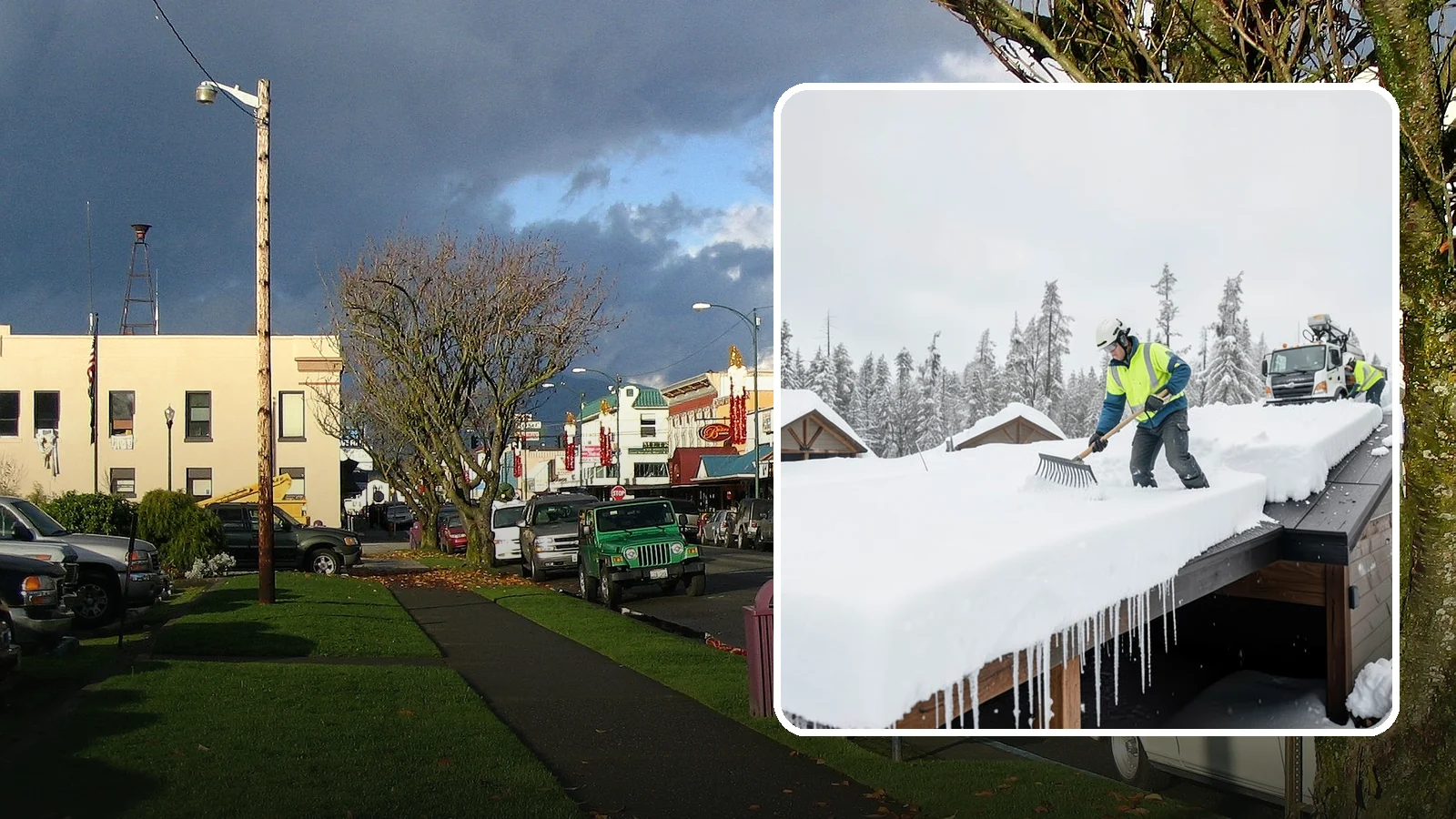Flat Roof Snow Removal in Arlington, Snohomish County, WA - We clear snow from flat and low-slope roofs where drainage is poor and loads concentrate quickly.