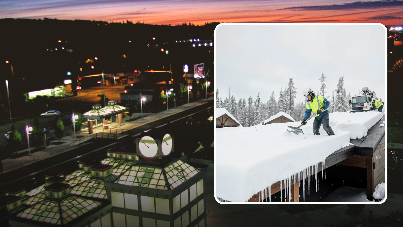 Flat Roof Snow Removal in Auburn, King County, WA - We clear snow from flat and low-slope roofs where drainage is poor and loads concentrate quickly.