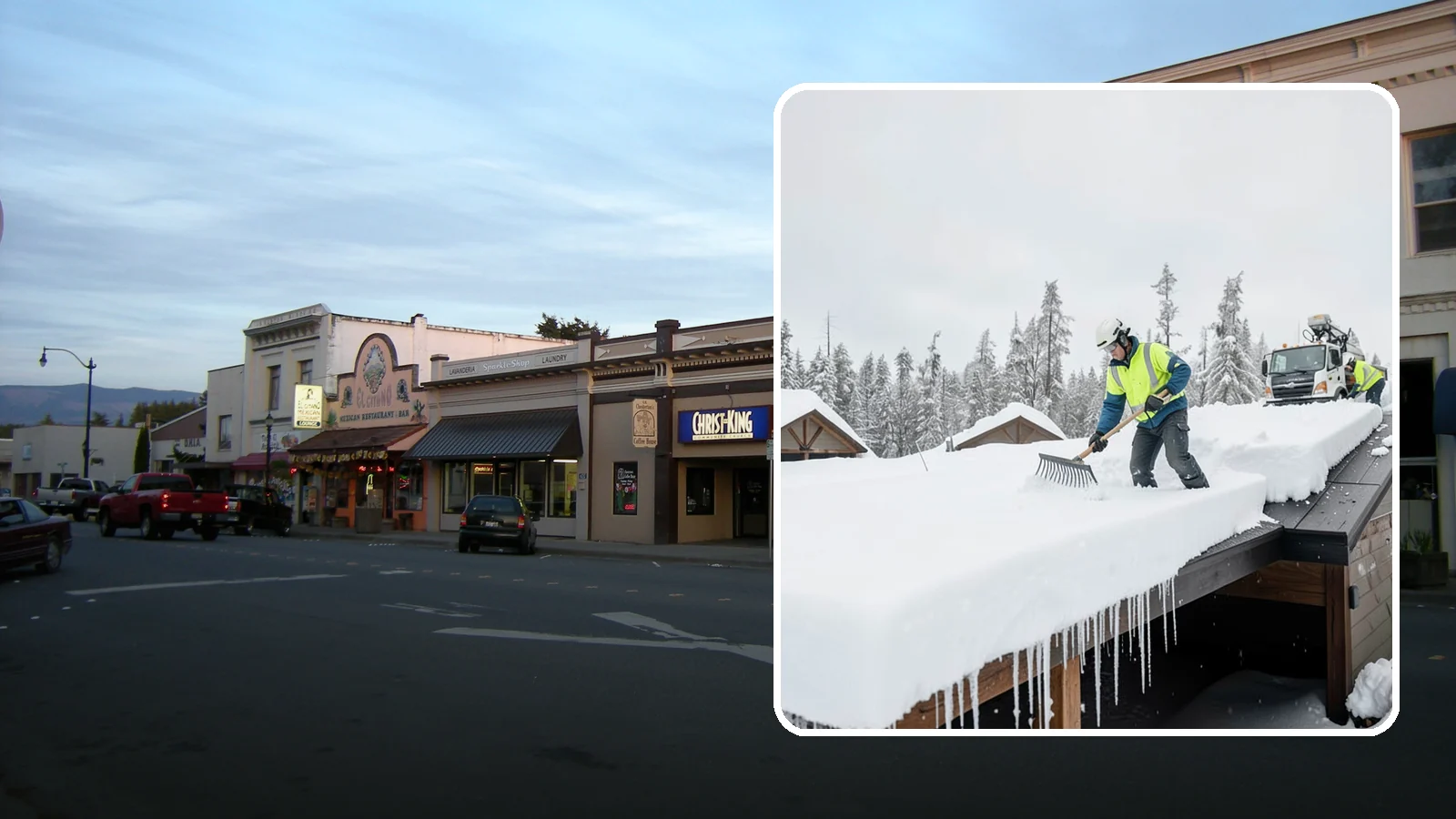 Flat Roof Snow Removal in Burlington, Skagit County, WA - We clear snow from flat and low-slope roofs where drainage is poor and loads concentrate quickly.