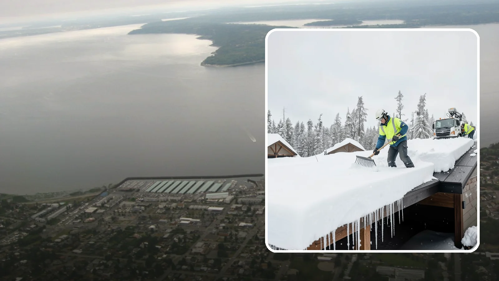 Flat Roof Snow Removal in Des Moines, King County, WA - We clear snow from flat and low-slope roofs where drainage is poor and loads concentrate quickly.