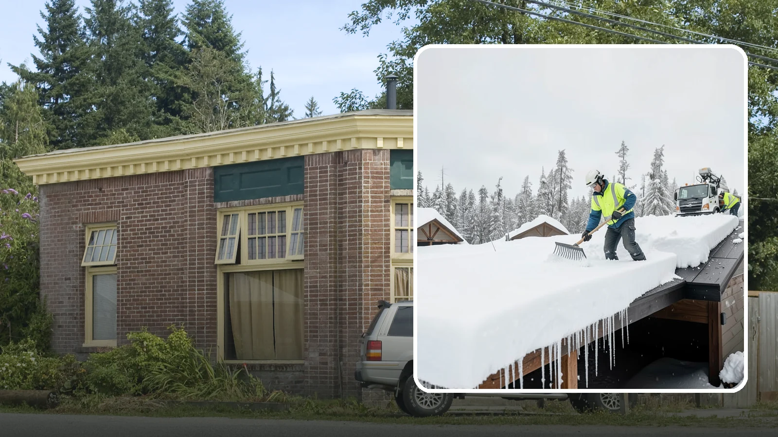 Flat Roof Snow Removal in Hamilton, Skagit County, WA - We clear snow from flat and low-slope roofs where drainage is poor and loads concentrate quickly.