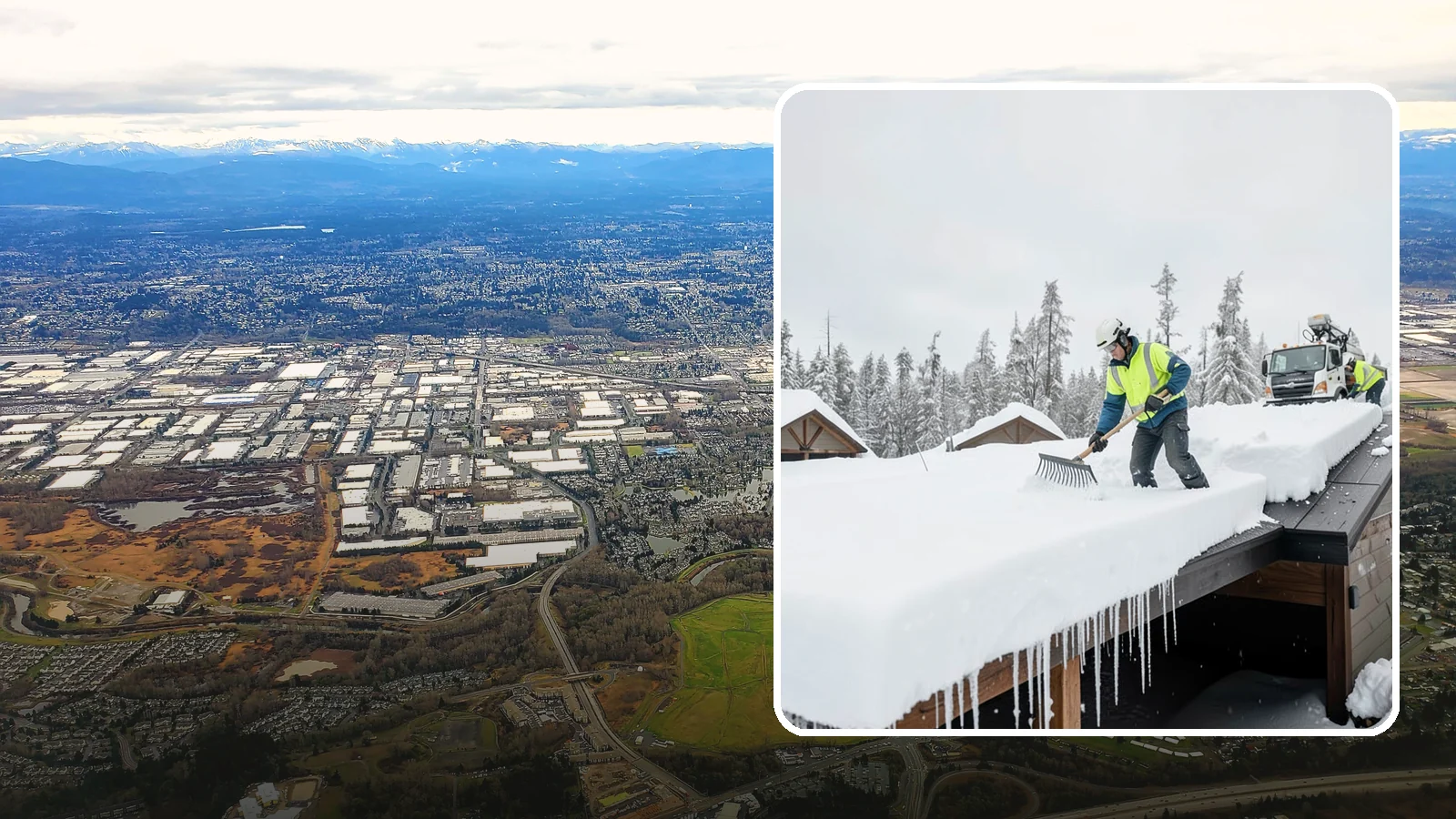 Flat Roof Snow Removal in Kent, King County, WA - We clear snow from flat and low-slope roofs where drainage is poor and loads concentrate quickly.