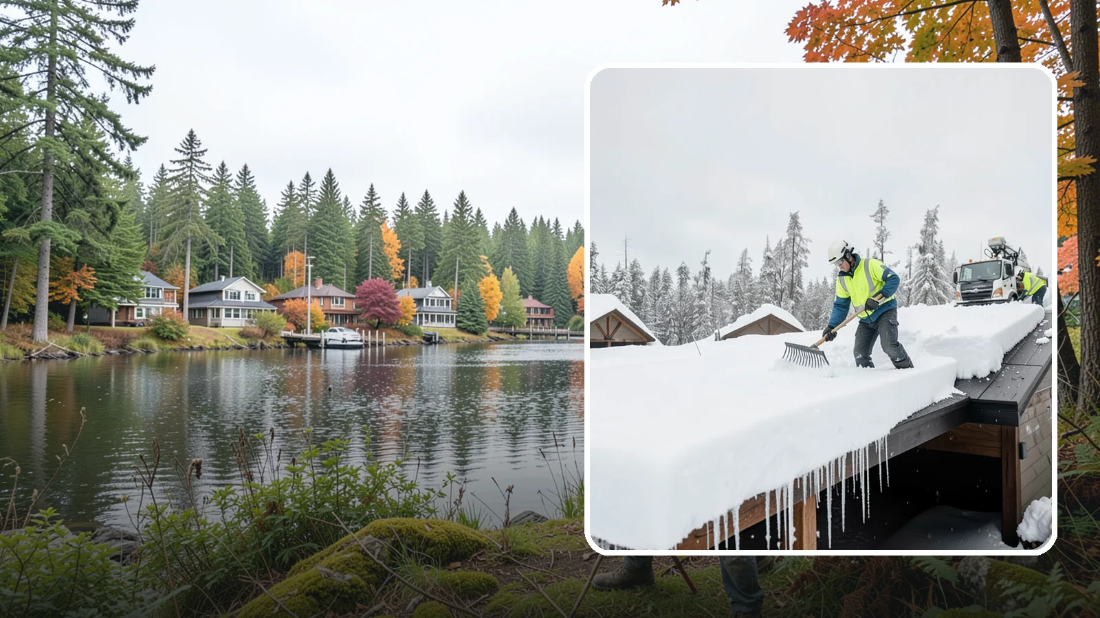 Flat Roof Snow Removal in La Conner, Skagit County, WA - We clear snow from flat and low-slope roofs where drainage is poor and loads concentrate quickly.
