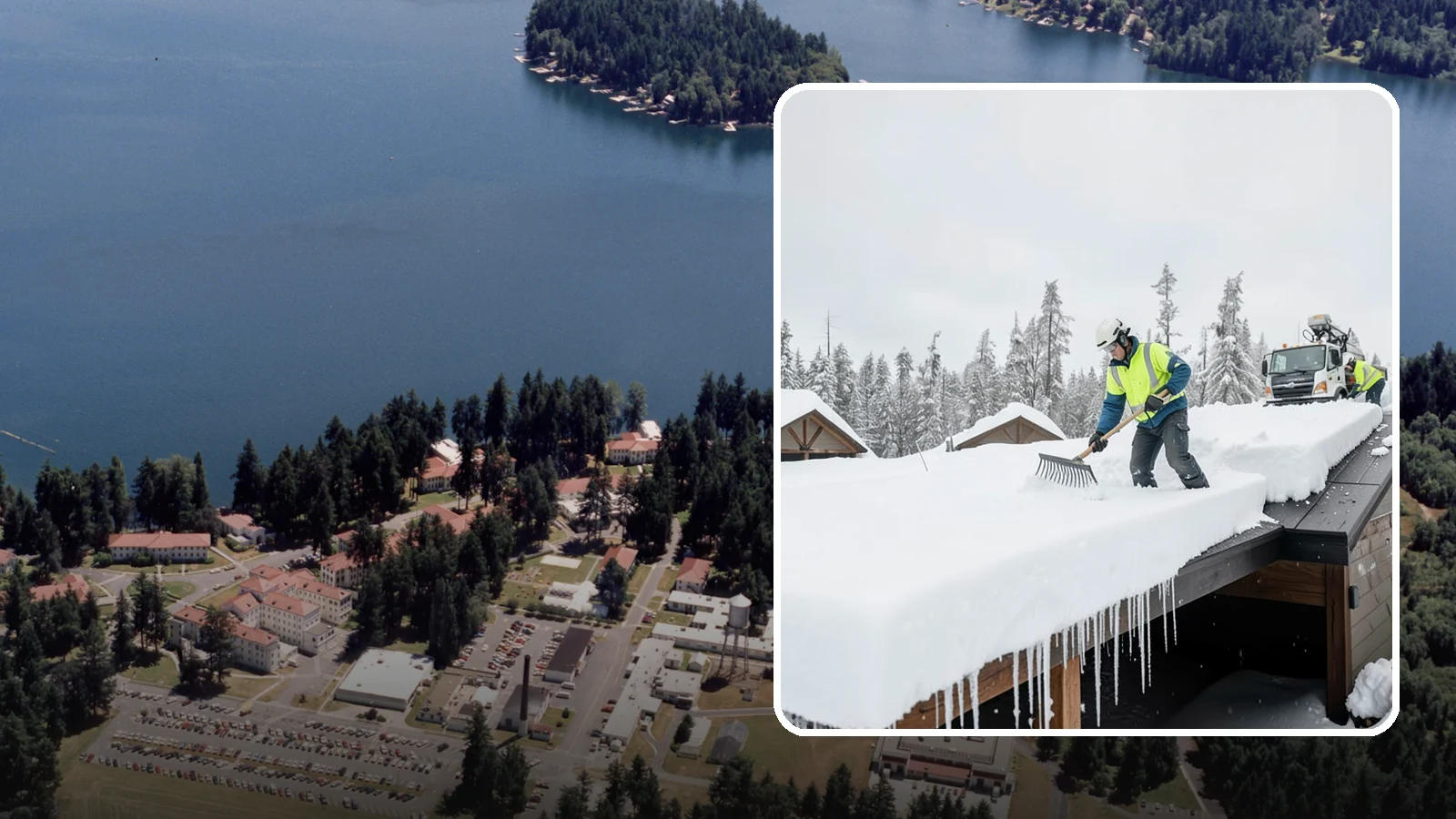 Flat Roof Snow Removal in Lakewood, Pierce County, WA - We clear snow from flat and low-slope roofs where drainage is poor and loads concentrate quickly.