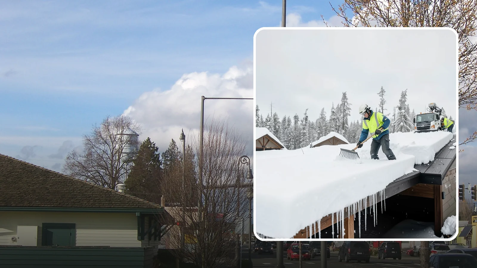 Flat Roof Snow Removal in Marysville, Snohomish County, WA - We clear snow from flat and low-slope roofs where drainage is poor and loads concentrate quickly.