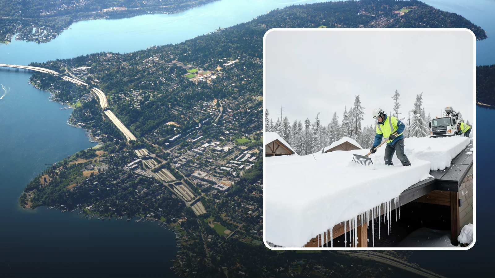 Flat Roof Snow Removal in Mercer Island, King County, WA - We clear snow from flat and low-slope roofs where drainage is poor and loads concentrate quickly.