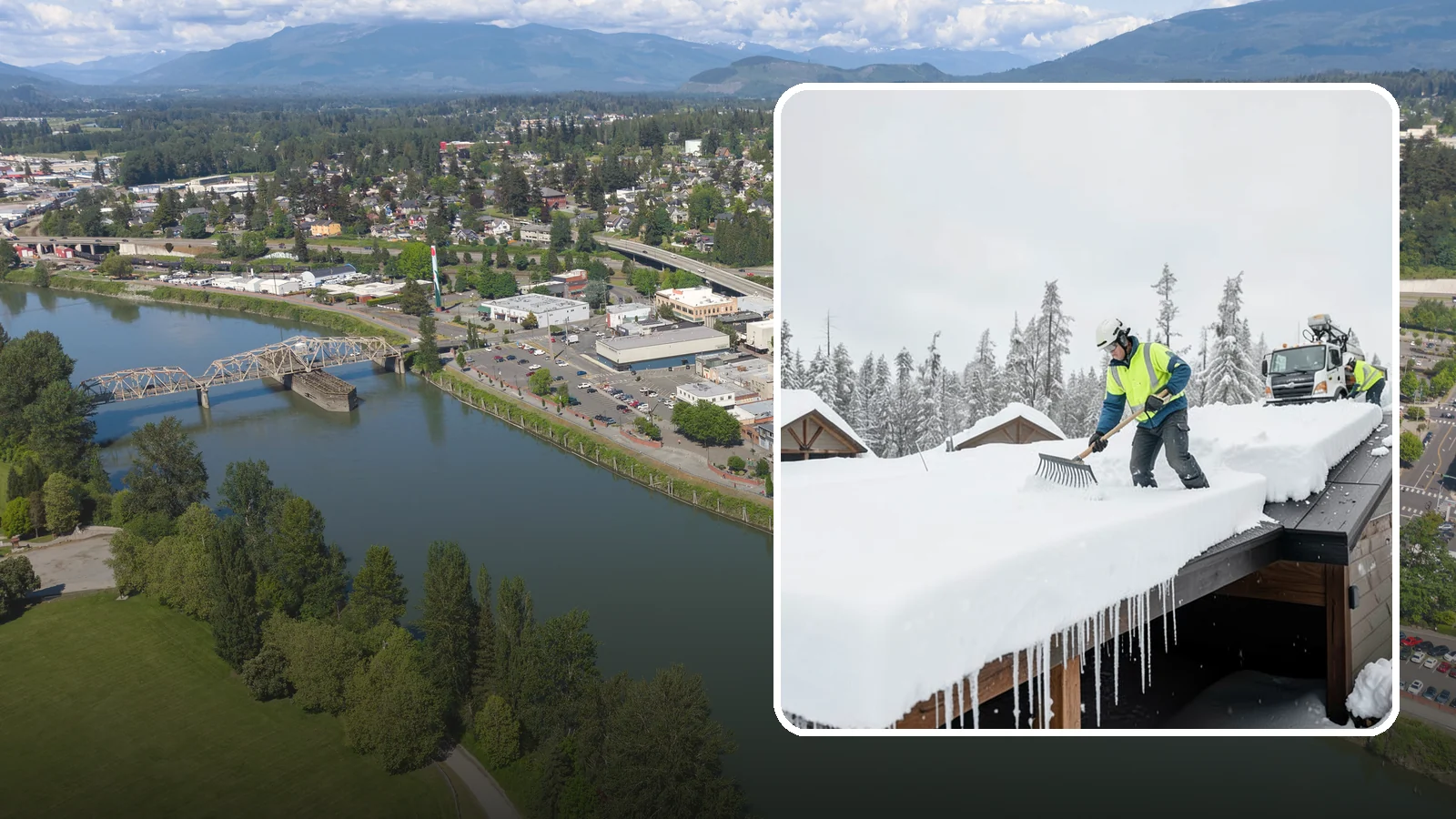 Flat Roof Snow Removal in Mount Vernon, Skagit County, WA - We clear snow from flat and low-slope roofs where drainage is poor and loads concentrate quickly.