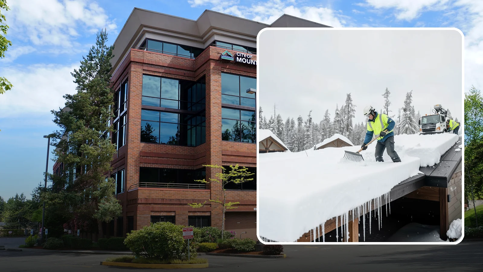 Flat Roof Snow Removal in Mountlake Terrace, Snohomish County, WA - We clear snow from flat and low-slope roofs where drainage is poor and loads concentrate quickly.