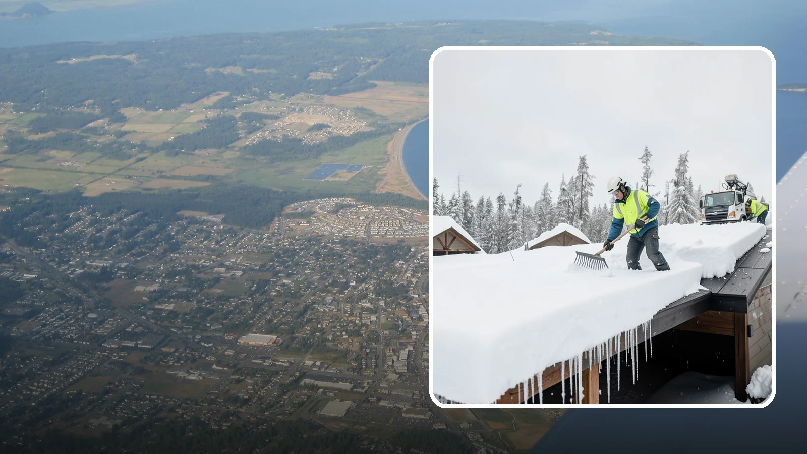 Flat Roof Snow Removal in Oak Harbor, Island County, WA - We clear snow from flat and low-slope roofs where drainage is poor and loads concentrate quickly.