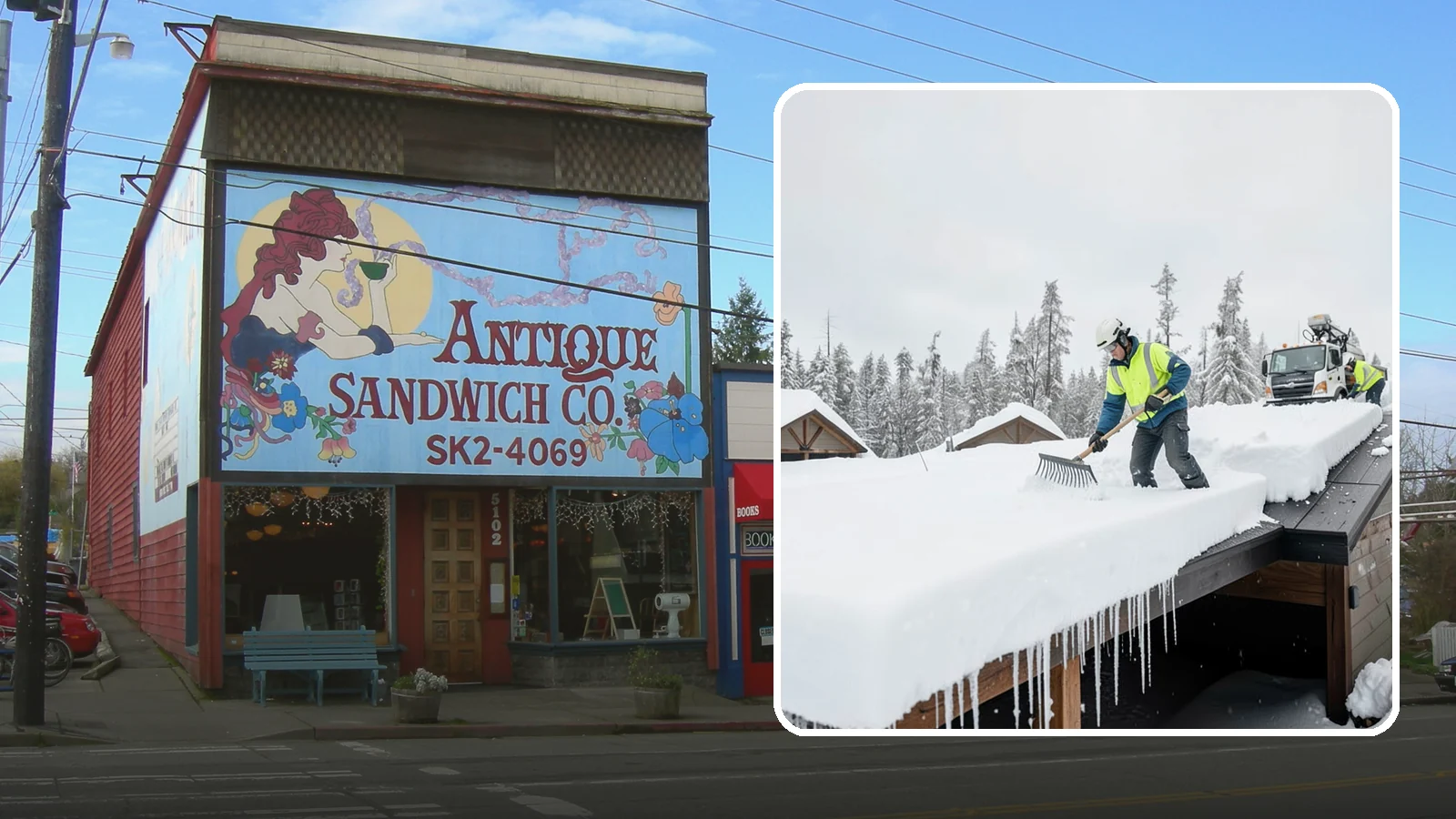 Flat Roof Snow Removal in Ruston, Pierce County, WA - We clear snow from flat and low-slope roofs where drainage is poor and loads concentrate quickly.