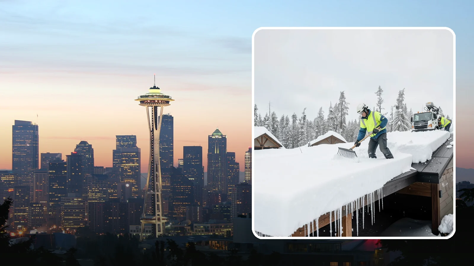 Flat Roof Snow Removal in Seattle, King County, WA - We clear snow from flat and low-slope roofs where drainage is poor and loads concentrate quickly.