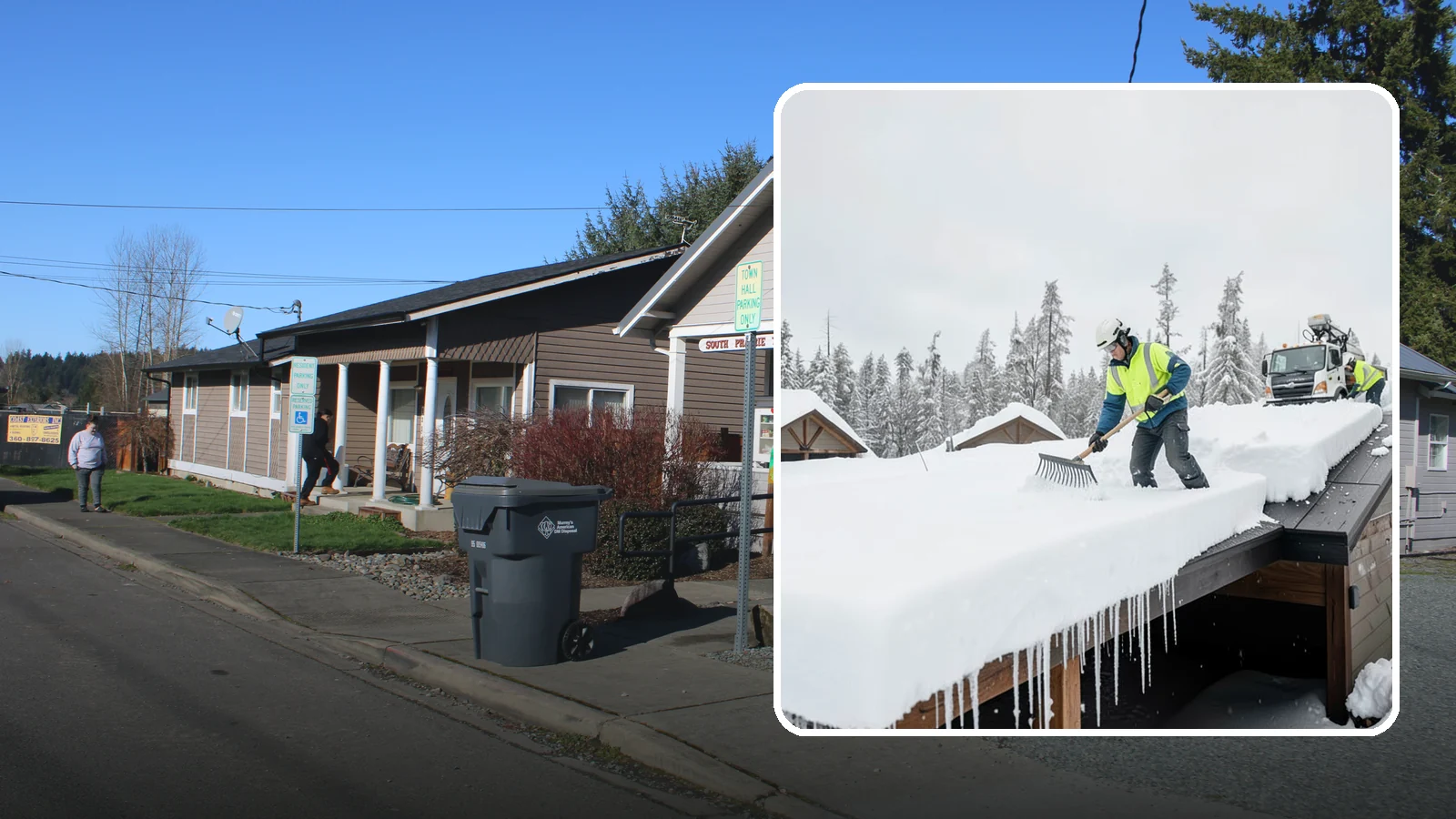 Flat Roof Snow Removal in South Prairie, Pierce County, WA - We clear snow from flat and low-slope roofs where drainage is poor and loads concentrate quickly.