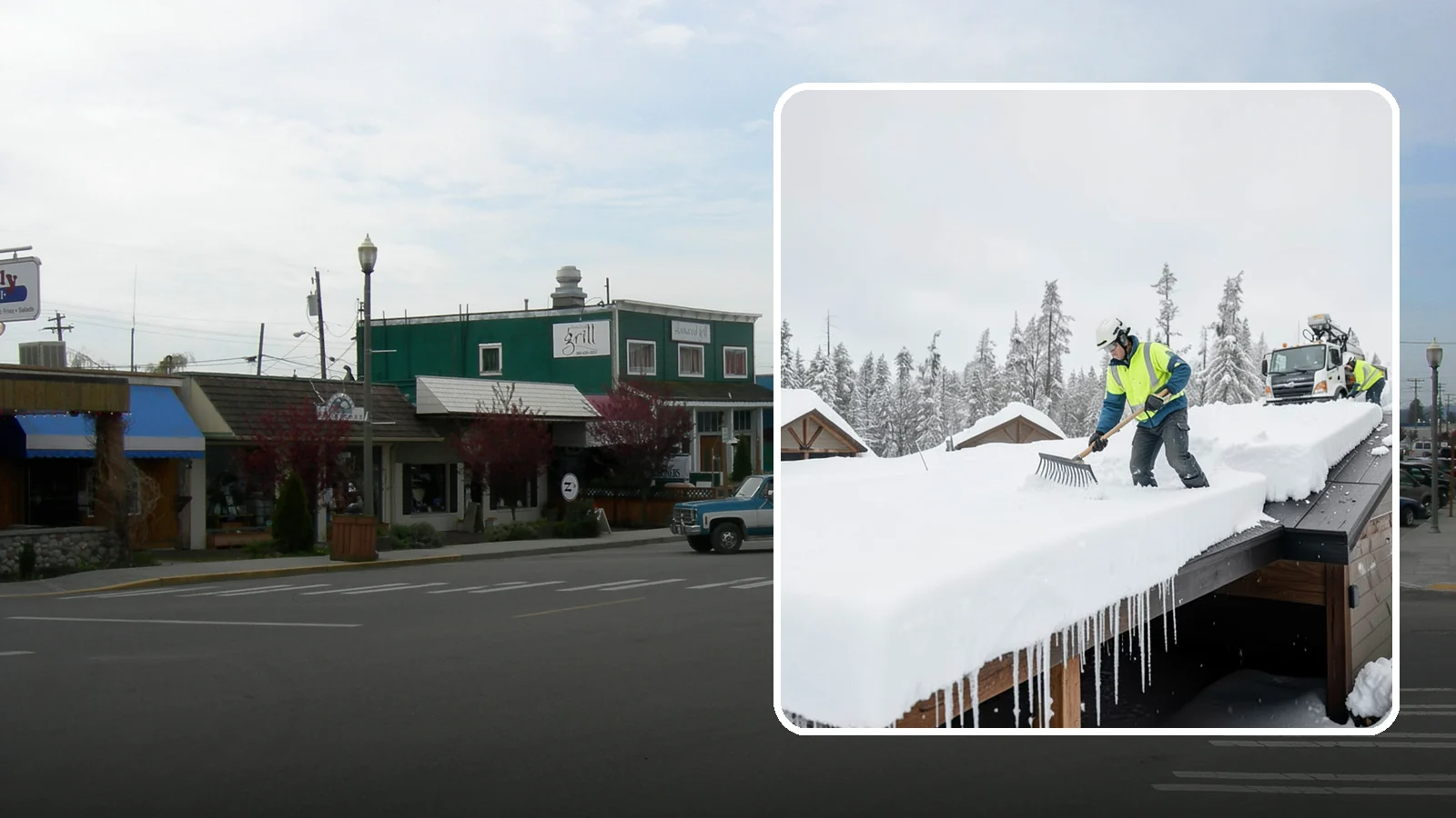 Flat Roof Snow Removal in Stanwood, Snohomish County, WA - We clear snow from flat and low-slope roofs where drainage is poor and loads concentrate quickly.