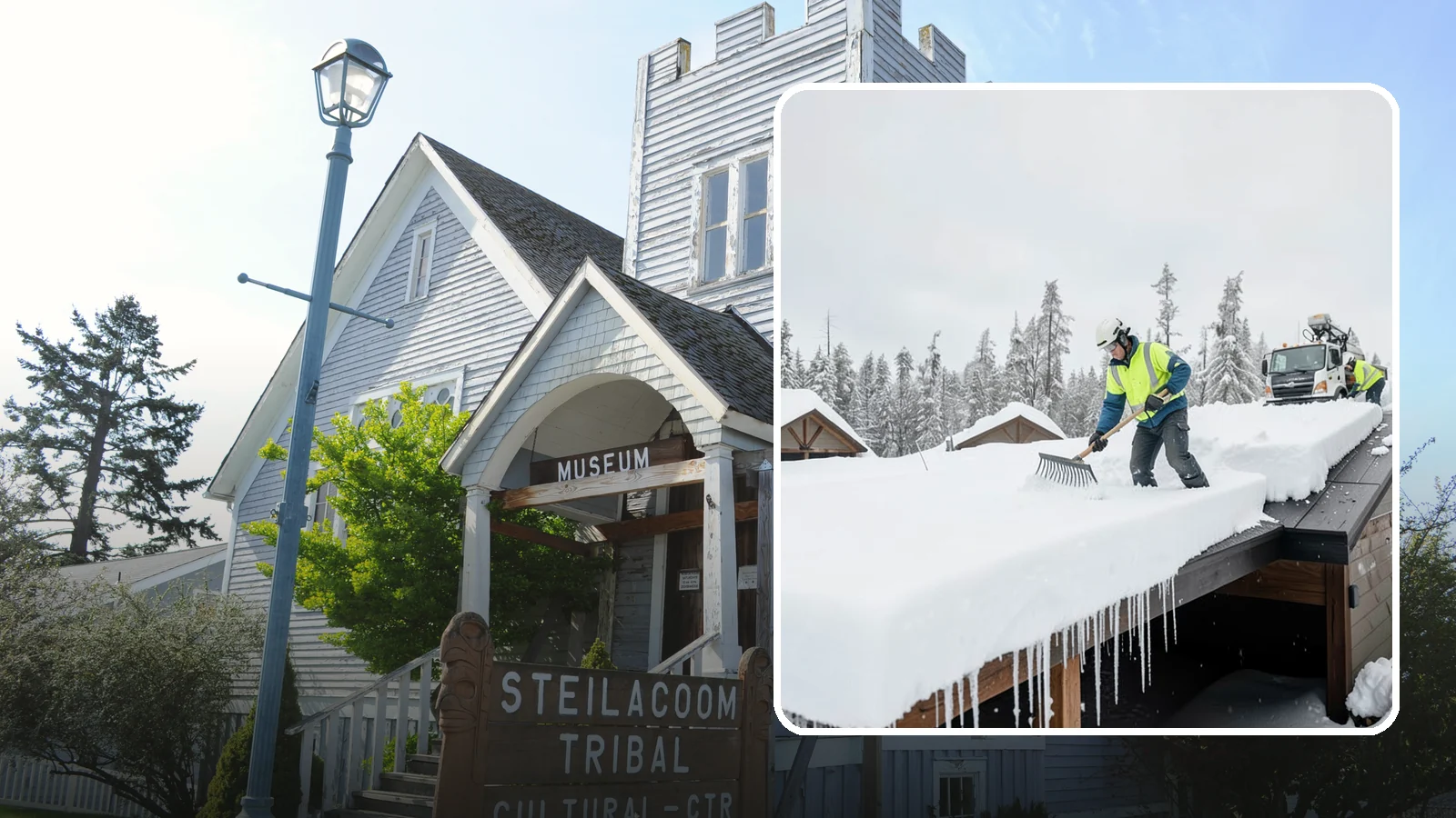 Flat Roof Snow Removal in Steilacoom, Pierce County, WA - We clear snow from flat and low-slope roofs where drainage is poor and loads concentrate quickly.