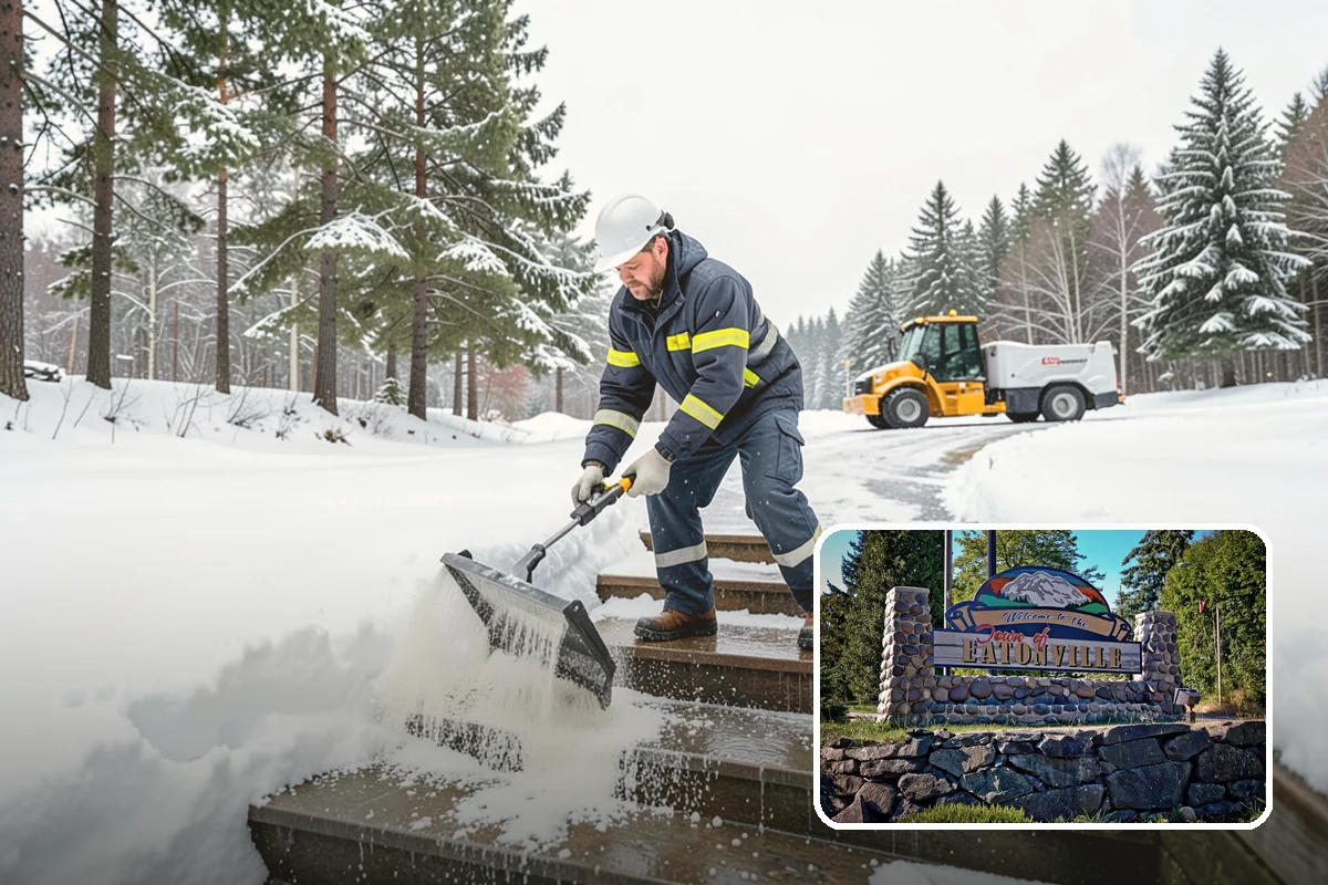 Freezing Rain Response in Eatonville, Pierce County, WA - Pre-treatment that stops the glaze from bonding before drizzle even falls
