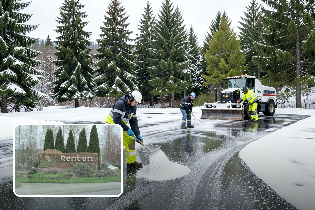 Freezing Rain Response in Renton, King County, WA - Pre-treatment that stops the glaze from bonding before drizzle even falls