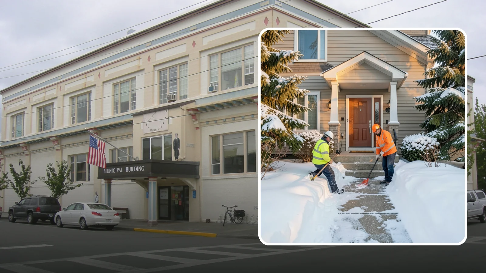 Front Entrance Snow Removal in Anacortes, Skagit County, WA - We clear the approach to your front door so guests, deliveries, and family arrive without slipping on iced concrete.