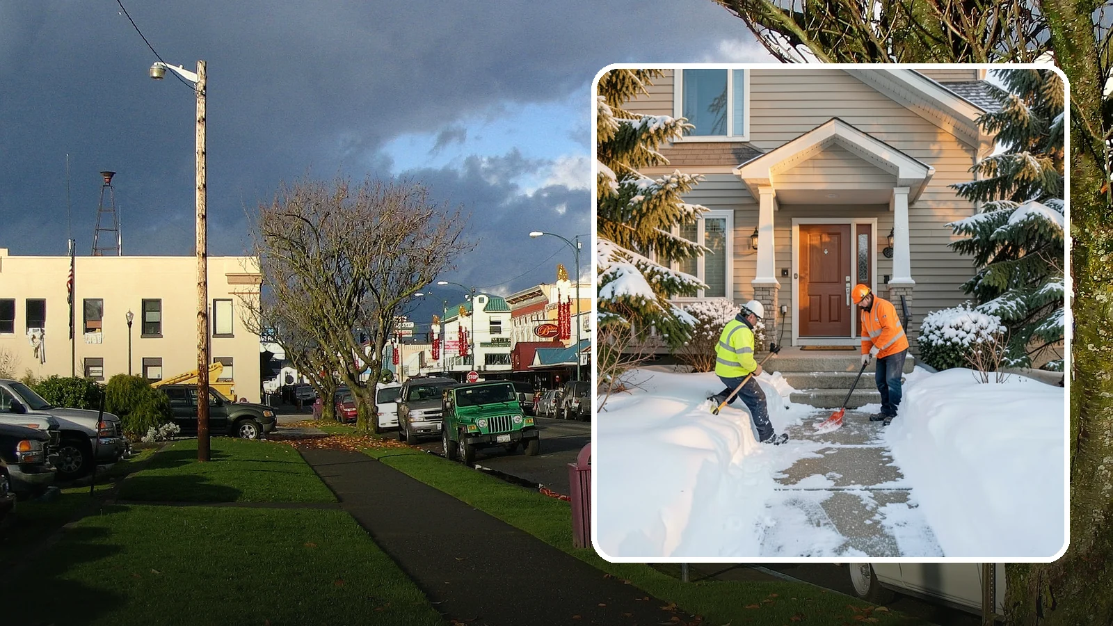 Front Entrance Snow Removal in Arlington, Snohomish County, WA - We clear the approach to your front door so guests, deliveries, and family arrive without slipping on iced concrete.