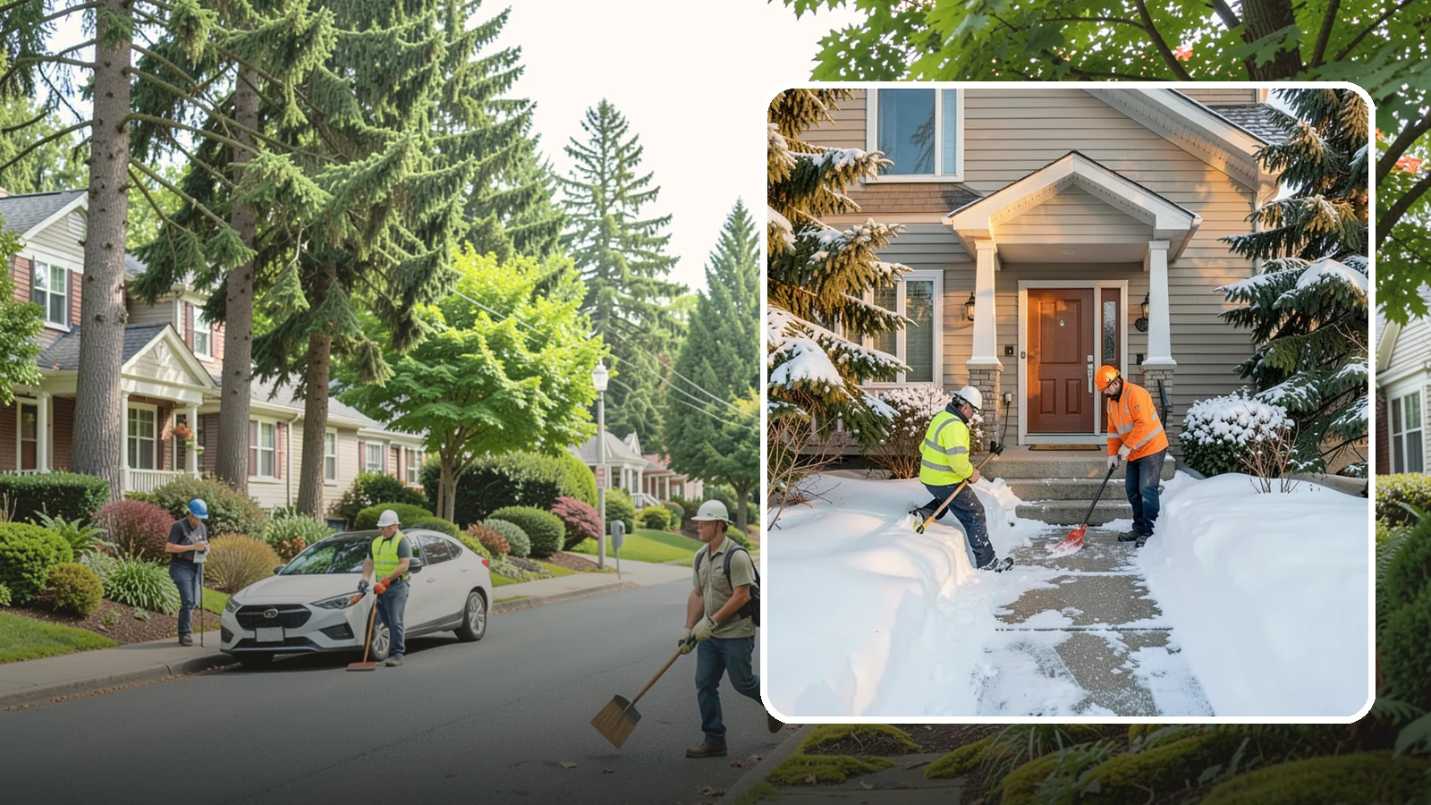 Front Entrance Snow Removal in Beaux Arts Village, King County, WA - We clear the approach to your front door so guests, deliveries, and family arrive without slipping on iced concrete.