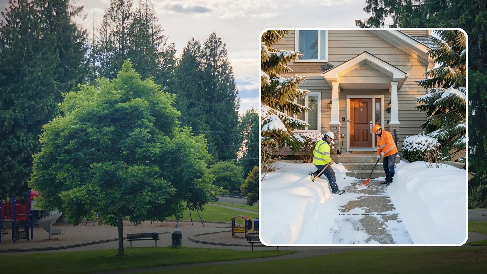 Front Entrance Snow Removal in Bonney Lake, Pierce County, WA - We clear the approach to your front door so guests, deliveries, and family arrive without slipping on iced concrete.