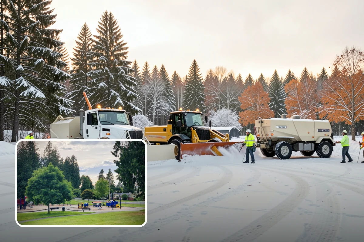 Front Entrance Snow Removal in Bonney Lake, Pierce County, WA - Removes the ice glaze that forms on shaded thresholds