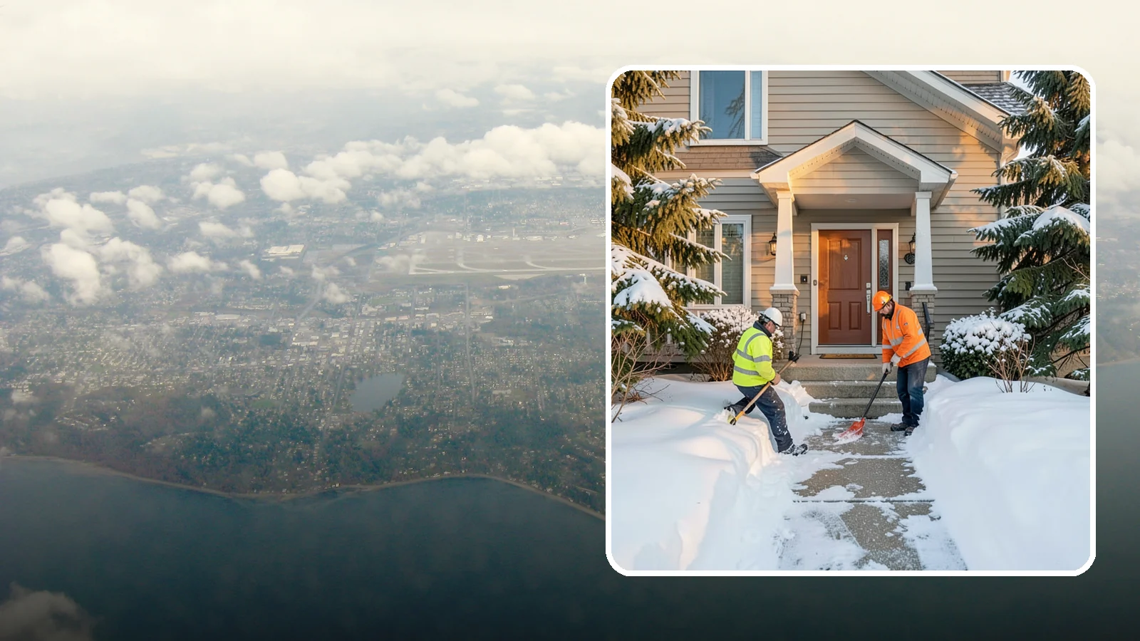 Front Entrance Snow Removal in Burien, King County, WA - We clear the approach to your front door so guests, deliveries, and family arrive without slipping on iced concrete.
