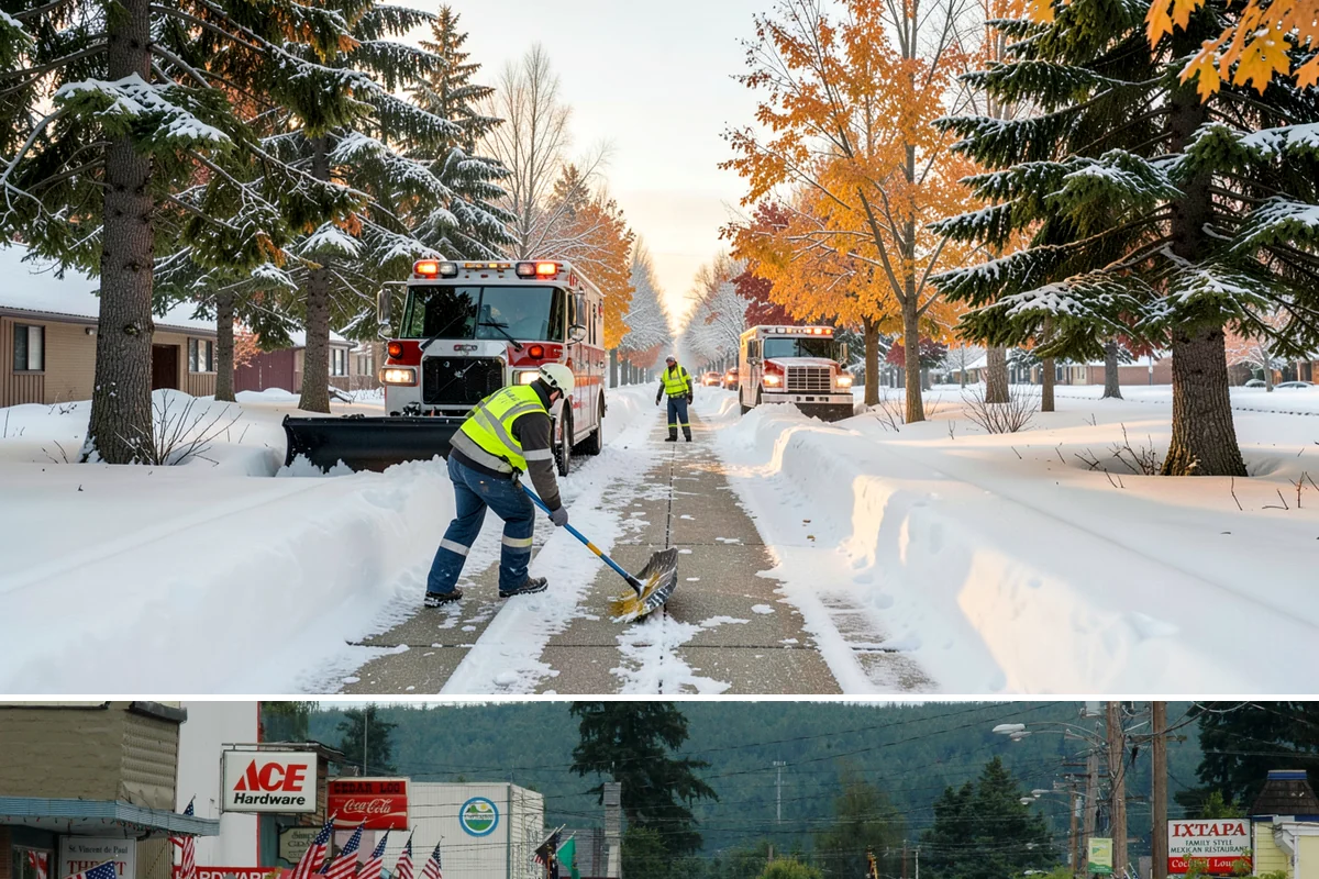 Front Entrance Snow Removal in Carnation, King County, WA - Get on our route by late November so your entrance is protected before the season's first hard frost.