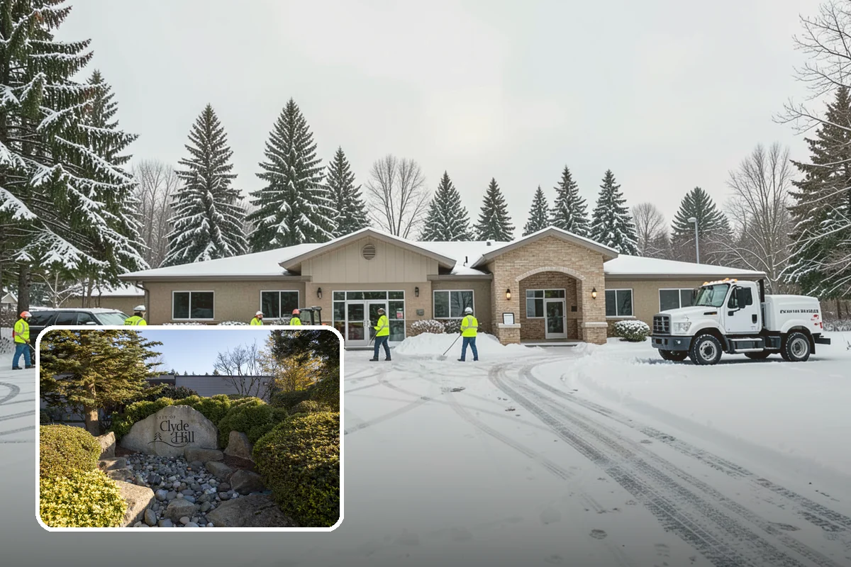 Front Entrance Snow Removal in Clyde Hill, King County, WA - Removes the ice glaze that forms on shaded thresholds