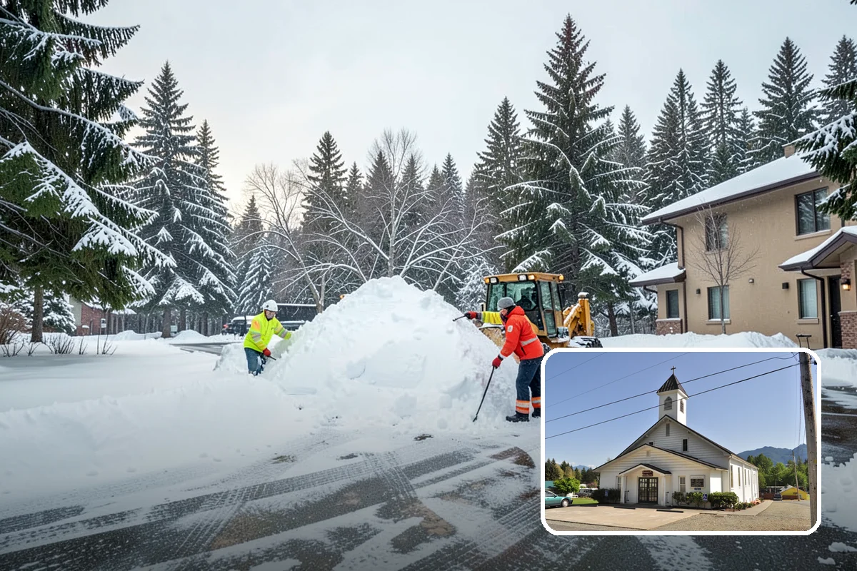 Front Entrance Snow Removal in Concrete, Skagit County, WA - Removes the ice glaze that forms on shaded thresholds
