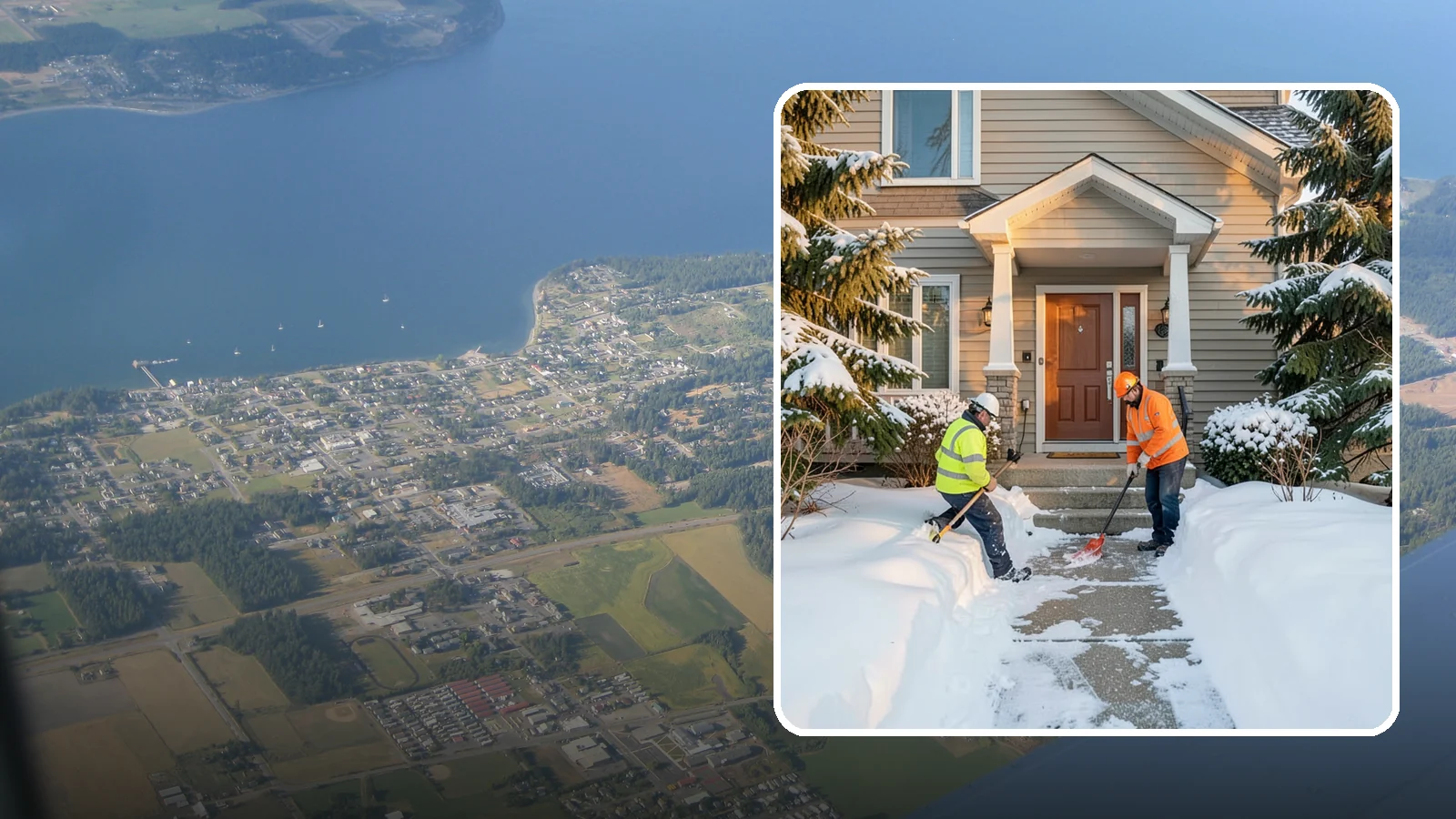 Front Entrance Snow Removal in Coupeville, Island County, WA - We clear the approach to your front door so guests, deliveries, and family arrive without slipping on iced concrete.
