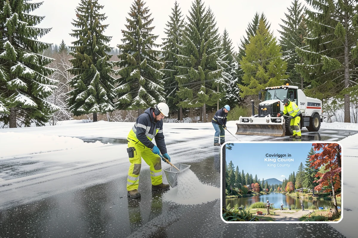 Front Entrance Snow Removal in Covington, King County, WA - Removes the ice glaze that forms on shaded thresholds