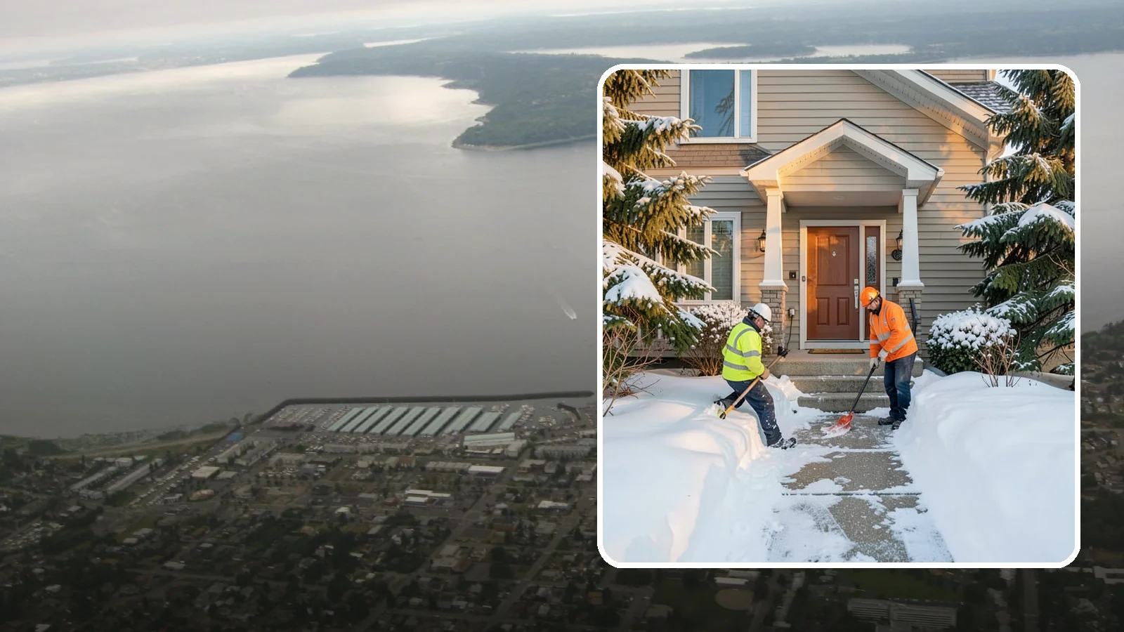 Front Entrance Snow Removal in Des Moines, King County, WA - We clear the approach to your front door so guests, deliveries, and family arrive without slipping on iced concrete.