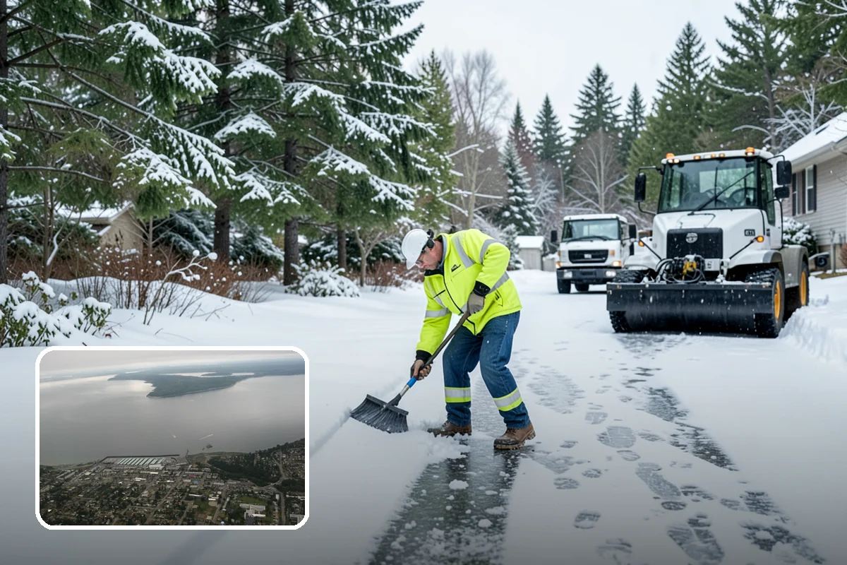 Front Entrance Snow Removal in Des Moines, King County, WA - Removes the ice glaze that forms on shaded thresholds