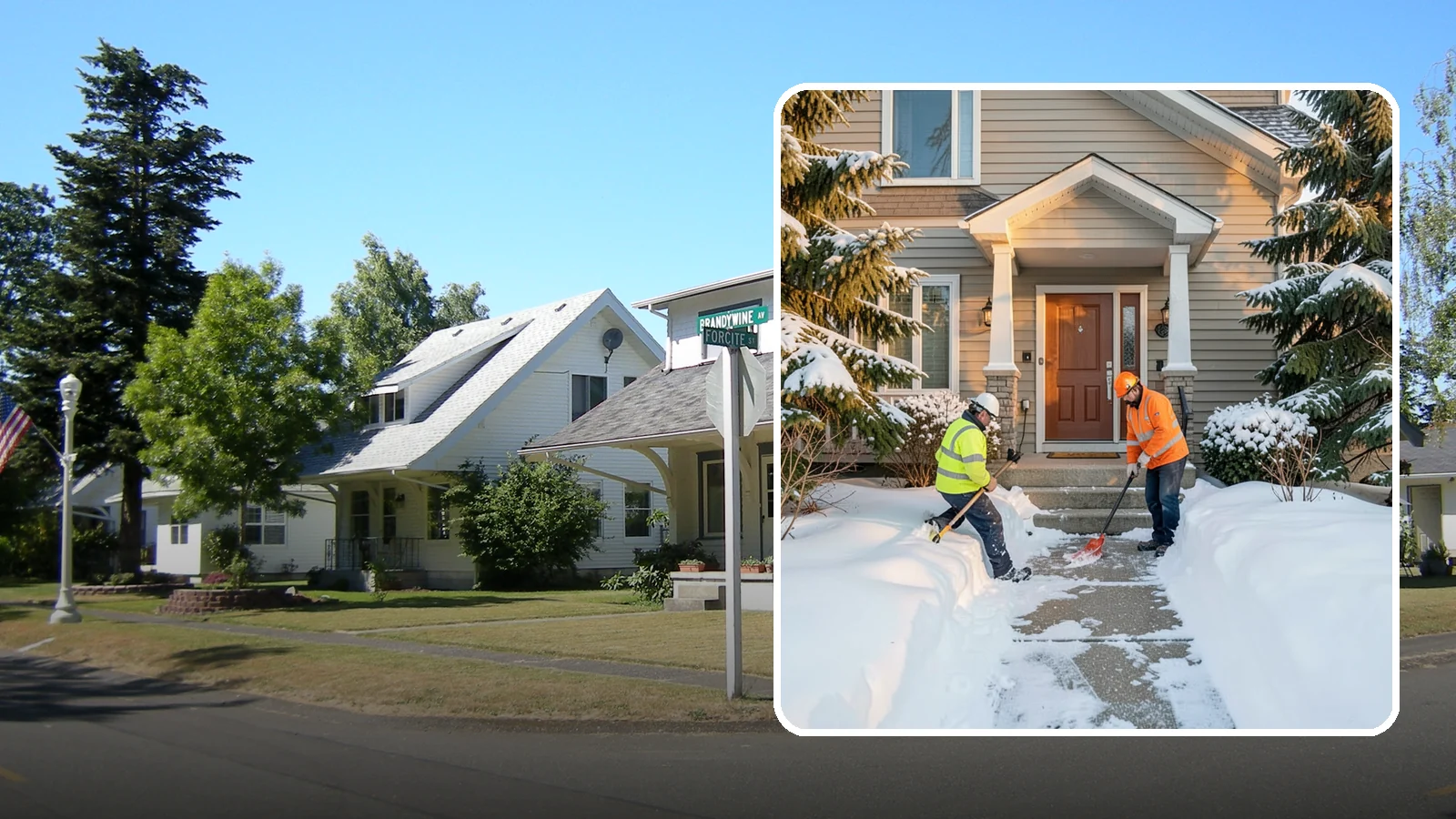 Front Entrance Snow Removal in DuPont, Pierce County, WA - We clear the approach to your front door so guests, deliveries, and family arrive without slipping on iced concrete.
