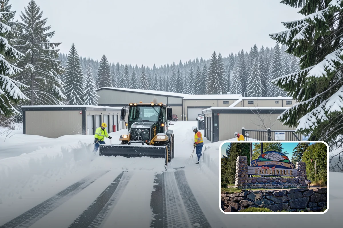 Front Entrance Snow Removal in Eatonville, Pierce County, WA - Removes the ice glaze that forms on shaded thresholds