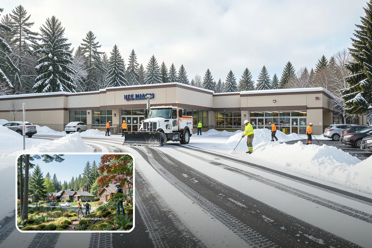 Front Entrance Snow Removal in Edgewood, Pierce County, WA - Removes the ice glaze that forms on shaded thresholds