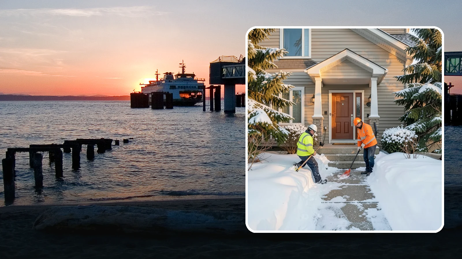 Front Entrance Snow Removal in Edmonds, Snohomish County, WA - We clear the approach to your front door so guests, deliveries, and family arrive without slipping on iced concrete.