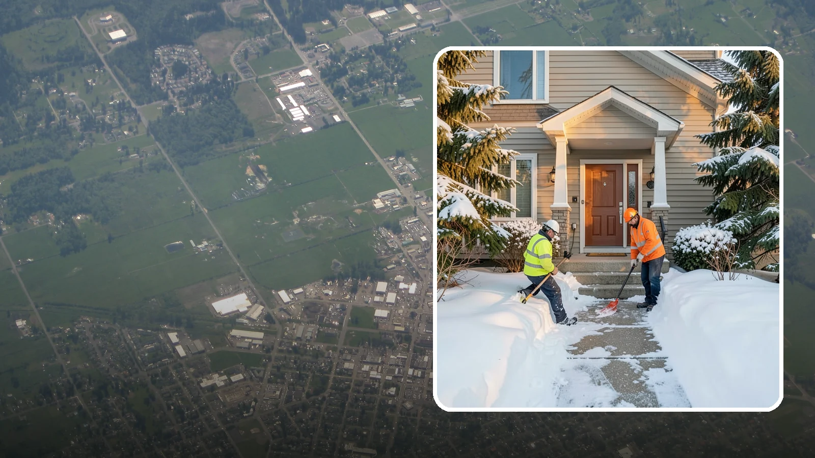 Front Entrance Snow Removal in Enumclaw, King County, WA - We clear the approach to your front door so guests, deliveries, and family arrive without slipping on iced concrete.