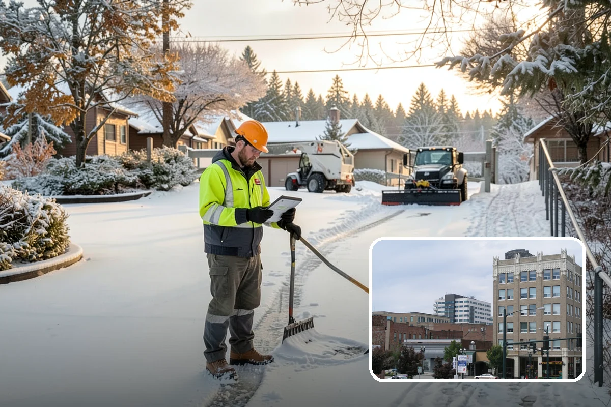 Front Entrance Snow Removal in Everett, Snohomish County, WA - Removes the ice glaze that forms on shaded thresholds