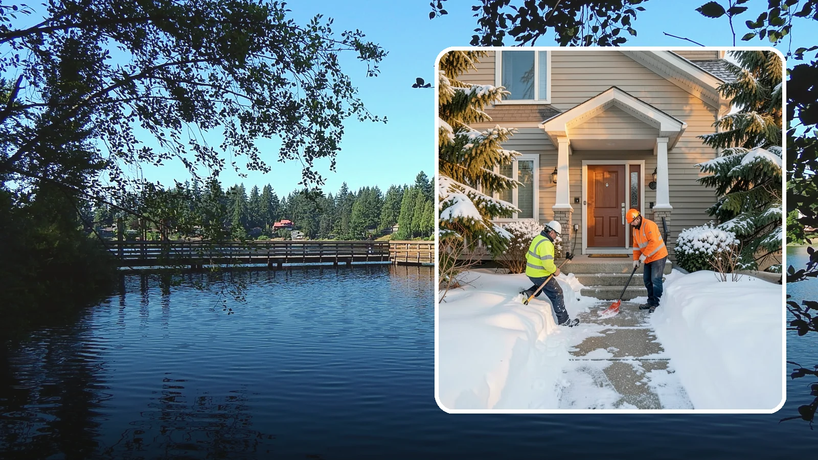 Front Entrance Snow Removal in Federal Way, King County, WA - We clear the approach to your front door so guests, deliveries, and family arrive without slipping on iced concrete.