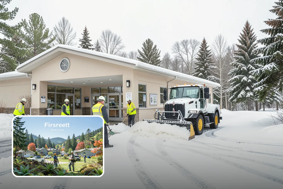 Front Entrance Snow Removal in Fircrest, Pierce County, WA - Removes the ice glaze that forms on shaded thresholds