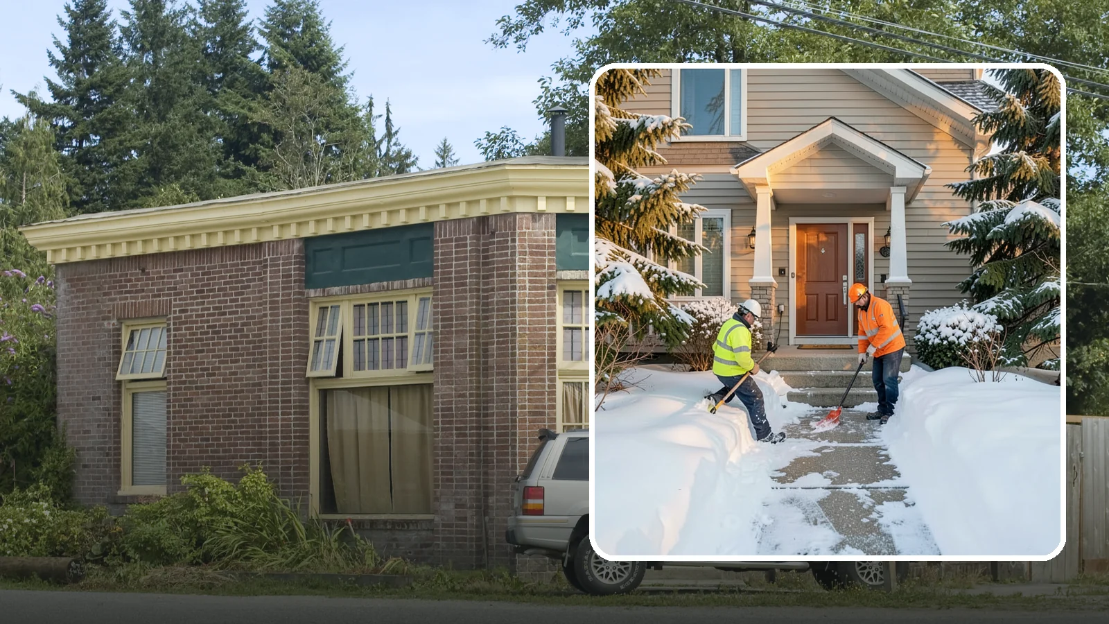 Front Entrance Snow Removal in Hamilton, Skagit County, WA - We clear the approach to your front door so guests, deliveries, and family arrive without slipping on iced concrete.